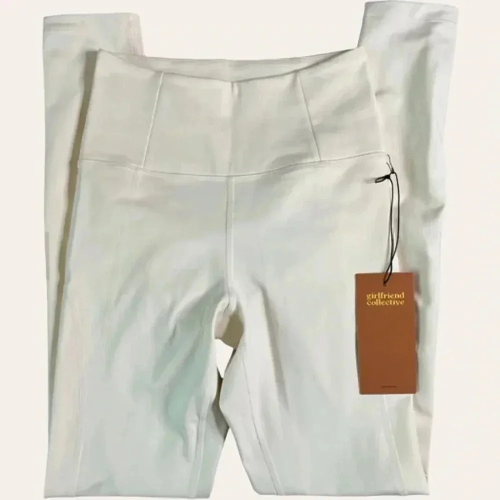 NWT Girlfriend Collective high rise compressive leggings Ivory XS 28.5” - Picture 3 of 8